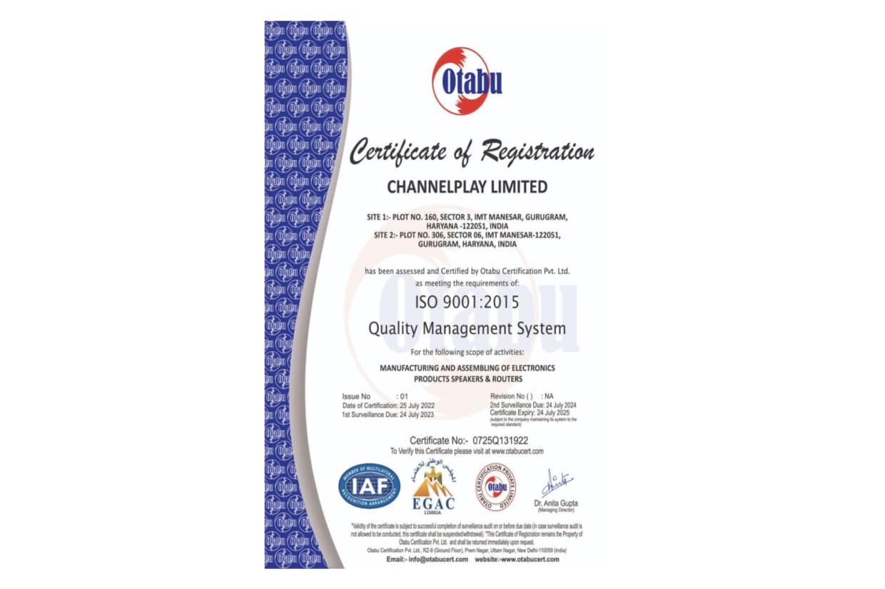 ISO 9001 certificate