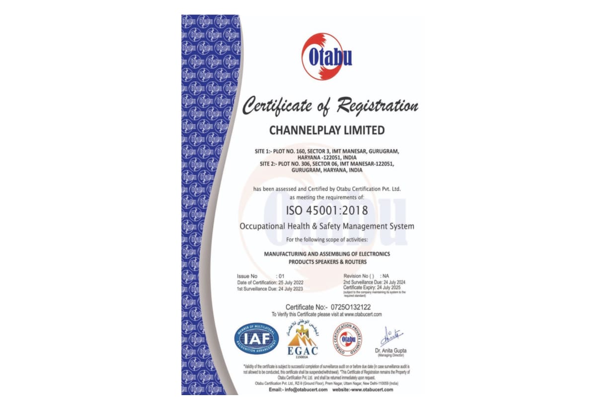 ISO 45001 certificate
