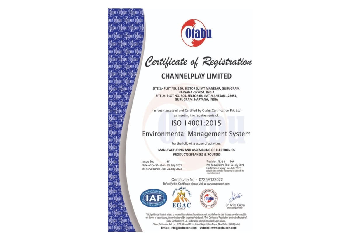 ISO 14001 certificate