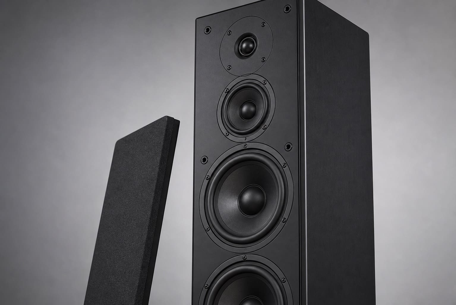 Unbranded tower speaker driver baffle with removable grille