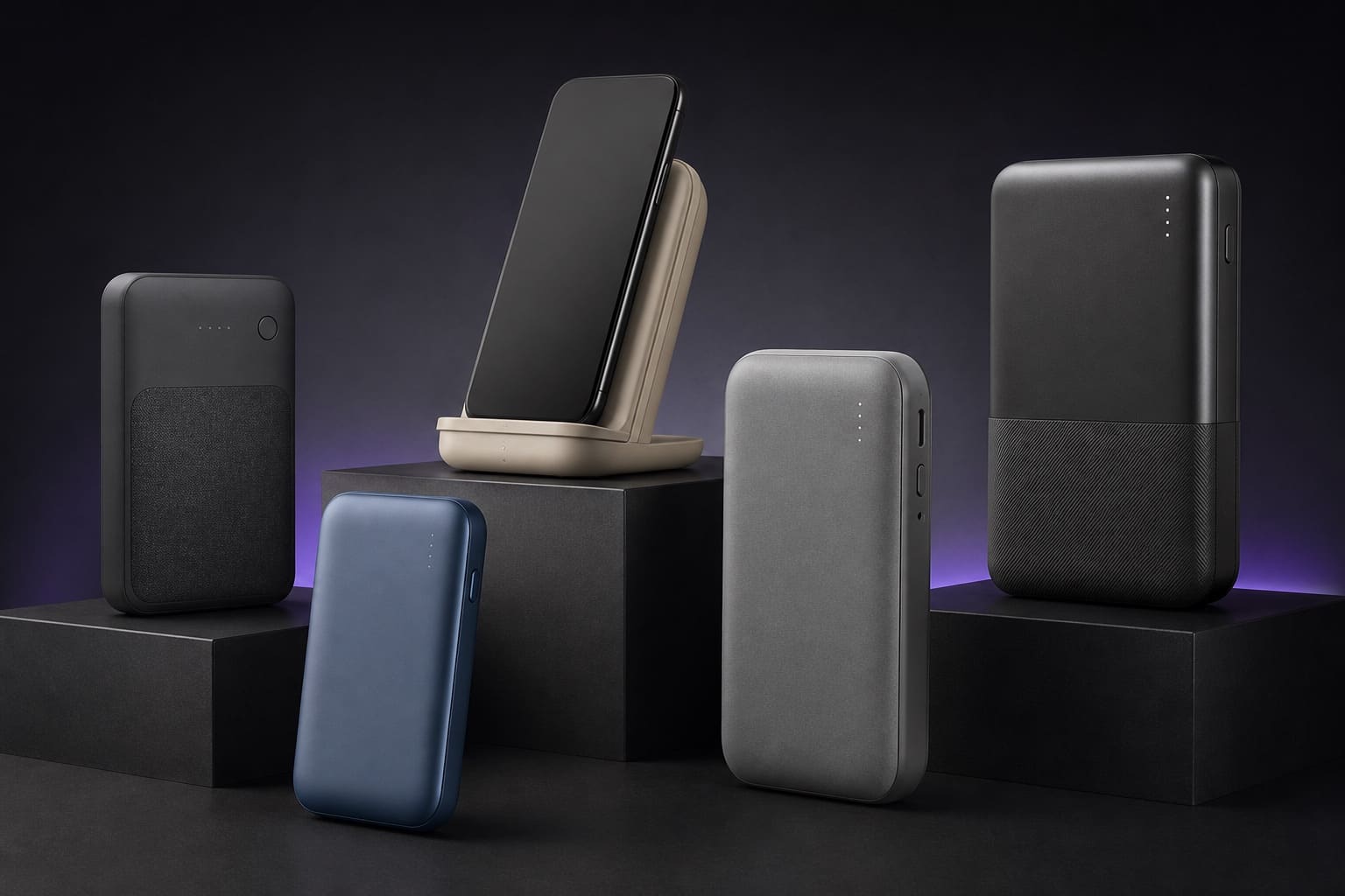 Lineup of contemporary unbranded power bank design directions